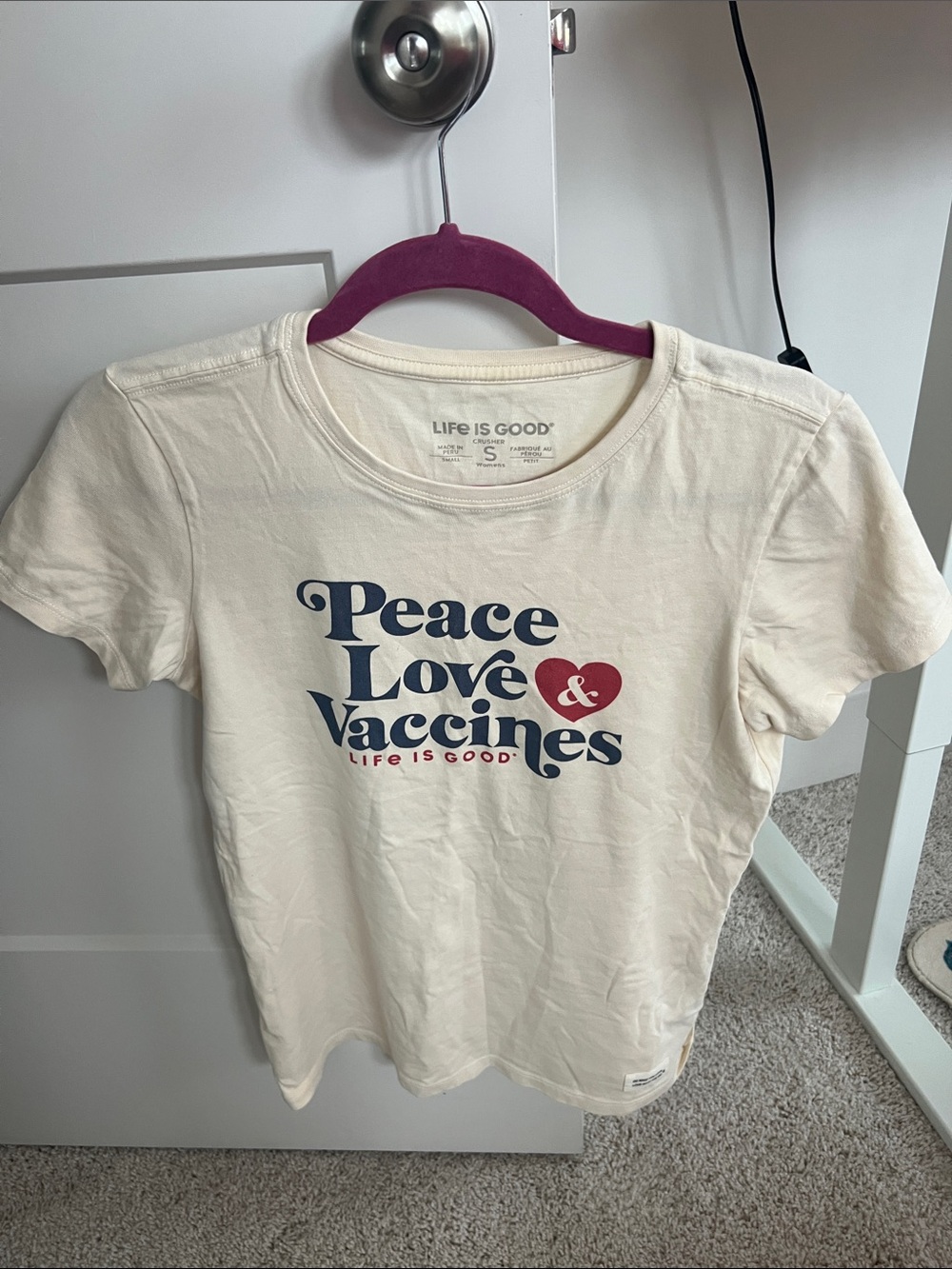 Life is Good peace, love, and vaccines their small